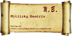 Mititzky Beatrix névjegykártya